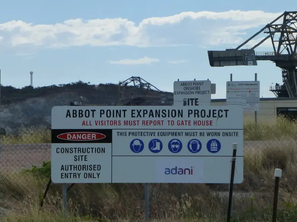 A sign in front of the construction site for abbot point.