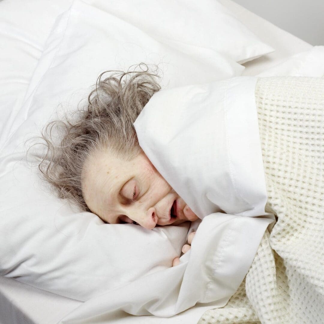 Old Woman in Bed - Sculpture by Ron Mueck Ron Mueck's sculpture Old Woman in Bed - for death denial story by Liezl Shnookal